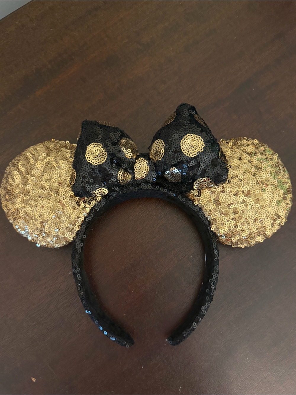 Disney Gold and Black Sequin Minnie Ears Headband